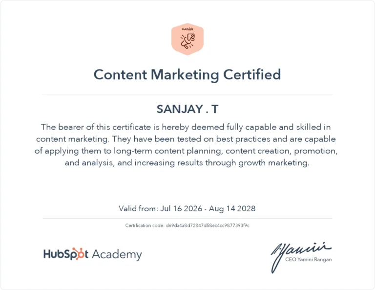 Content Marketing certificate