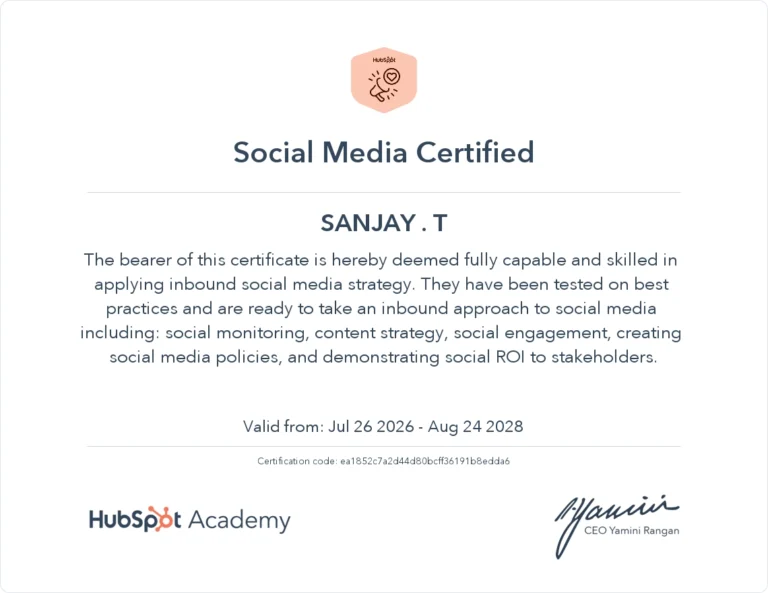 certificate Social Media