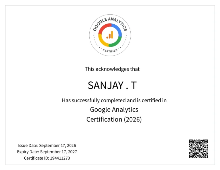 Analytics certificate